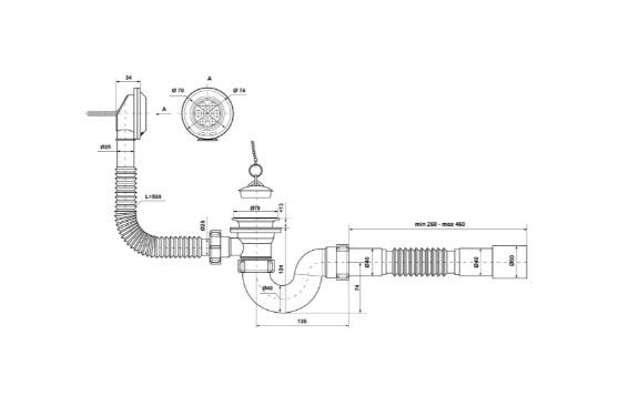 Сифон для ванни В-1050 (SV26000133) KronoPlast