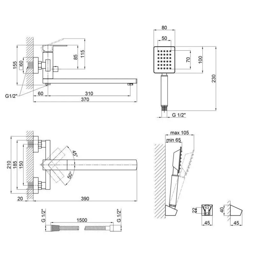 Змішувач для ванни Kubis 005 довгий вилив (LDKUB005NKS28537) Satin LIDZ