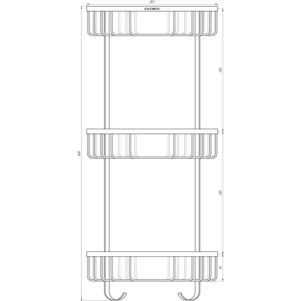 Поличка кутова SS8477 потрійна Satin Globus Lux