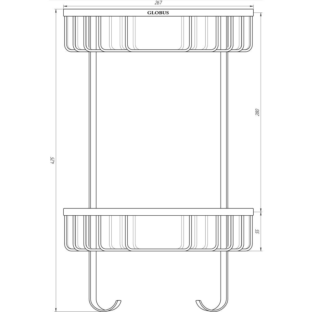 Поличка кутова SS8488 подвійна Satin Globus Lux