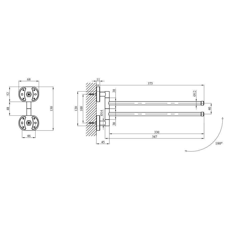 Тримач рушників Elbe-ACC2912 (подвійний) Хром KRONER