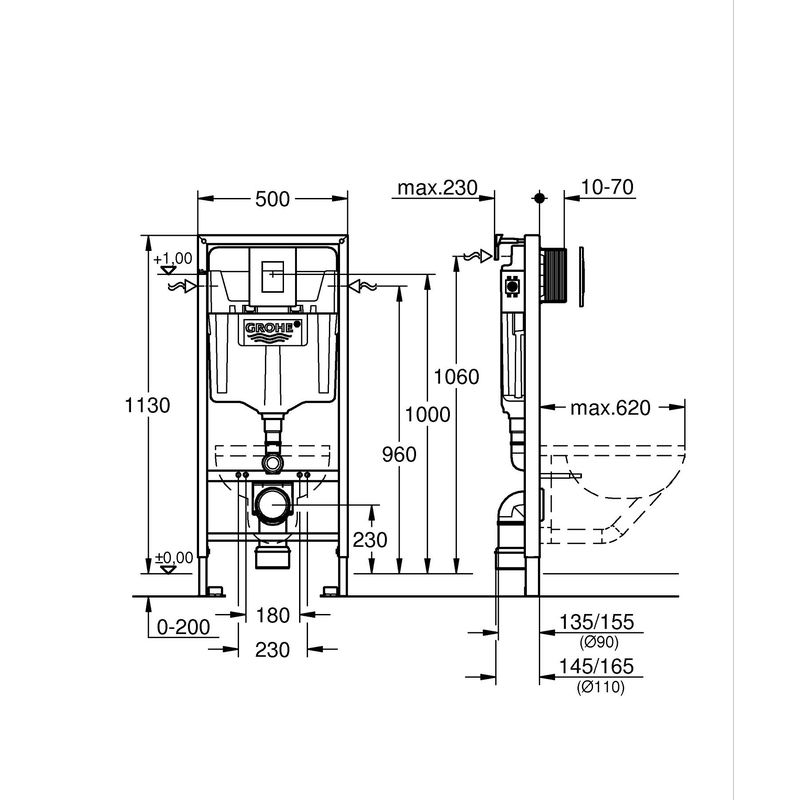 Інсталяція Rapid SL38772001 комплект 3 в 1 (с кнопкою чорний мат38732KFO) GROHE