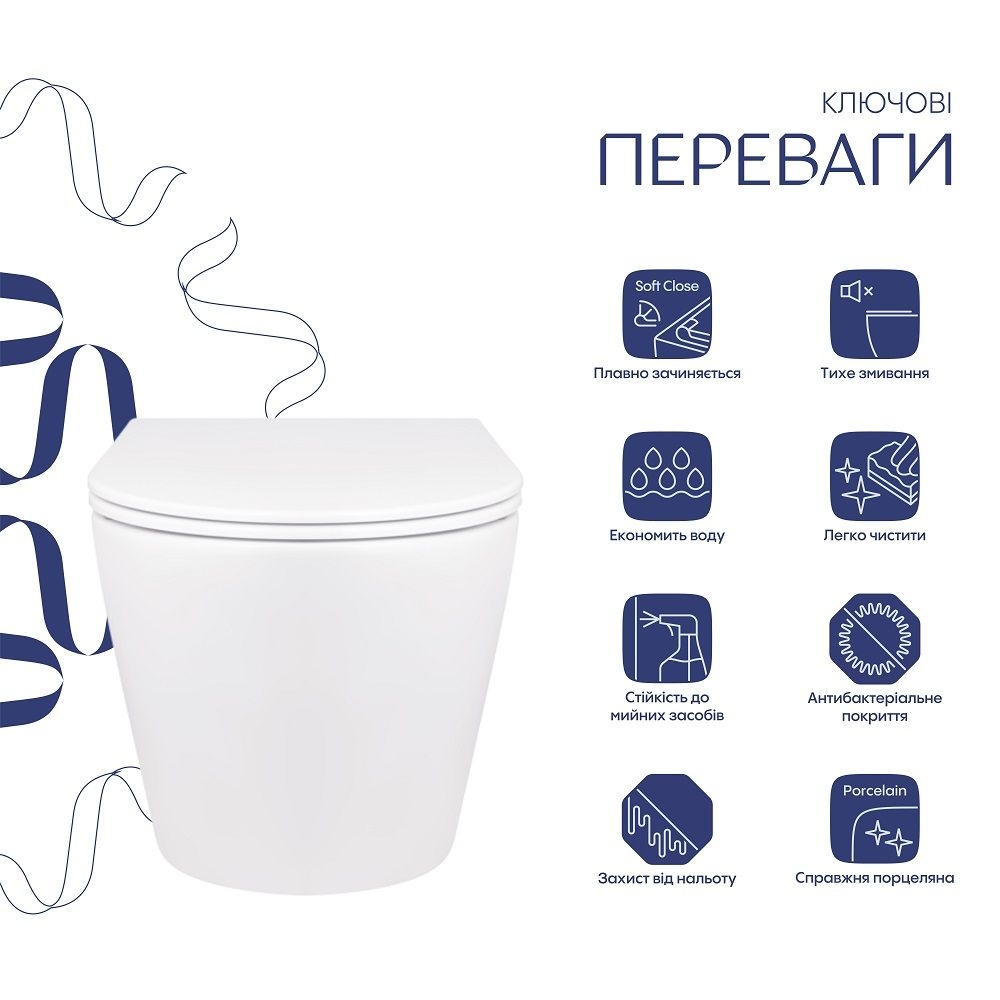 Унітаз підвісний Swan Rimless (520х360х320) (16335178) овал QTAP
