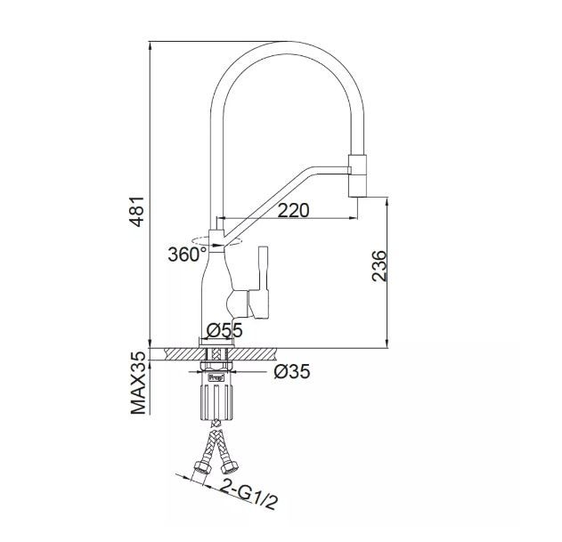 Змішувач для кухні F4497-9 кріплення магніт PVD Black FRAP