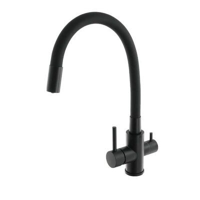Змішувач для кухні під Осмос INX4C-08-GUNGREY гнучкий PVD Black WEZER