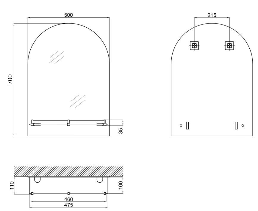 Дзеркало без підсвітки Laguna MRZ03 (500x700x110мм) ZERIX