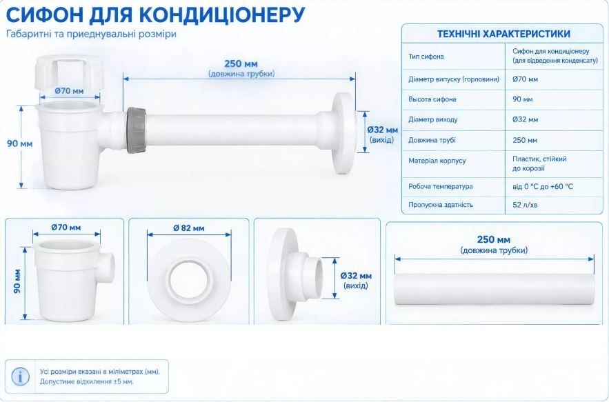 Сифон S1014 для кондиціонер ITAL