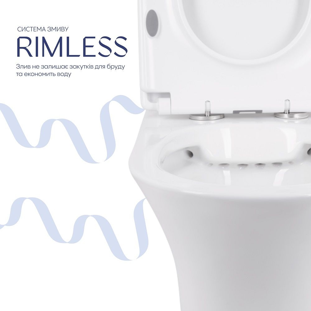Унітаз підлоговий Presto Rimless (665x345x770мм) T24221217AW овал QTAP