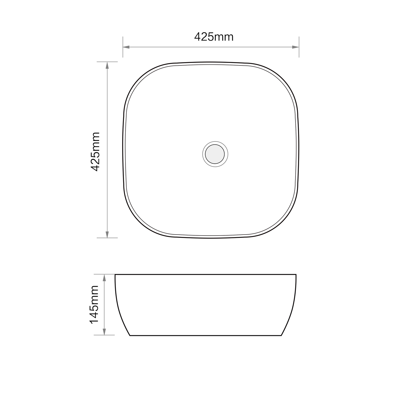 Раковина накладна Premium DIVERSE-0105 (425x425x145) MIXXUS