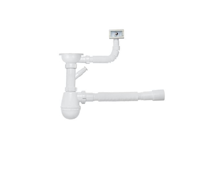 Сифон для мийки М-1550E (SM27020343) прямокут перелив 1047 KronoPlast
