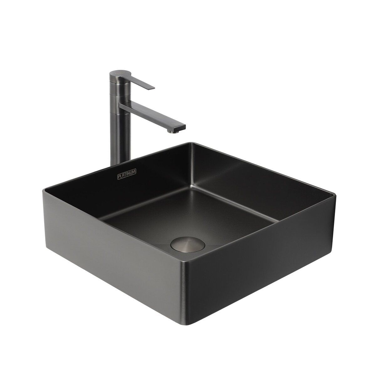 Раковина накладна 4040 PVD Black Brash PLATINUM