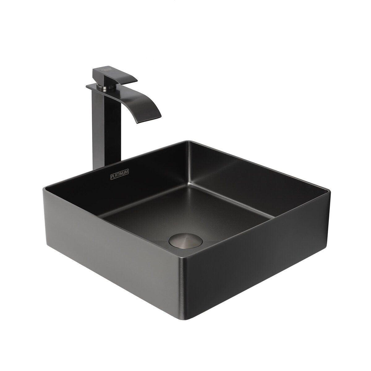 Раковина накладна 4040 PVD Black Brash PLATINUM