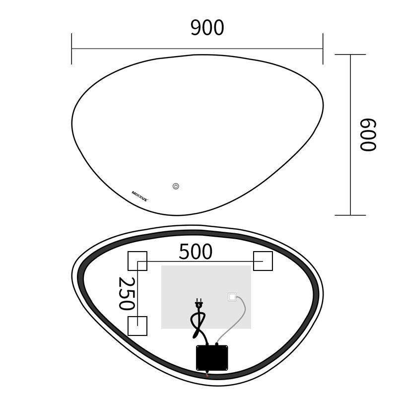 Дзеркало LED підсвіткою Premium DIVERSE MA01-9060 Reverse Anti Fog MIXXUS