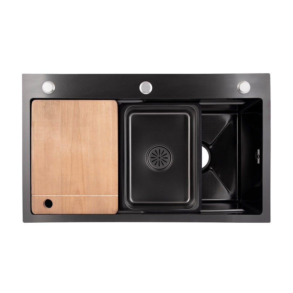 Мийка кухонна Handmade Н7545В (3.0\1.0) PVD Black Decor LIDZ