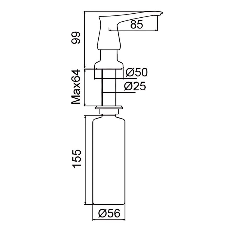 Дозатор для миючого засобу DIS-02 GRAPHITE пластік PVD Black ZERIX