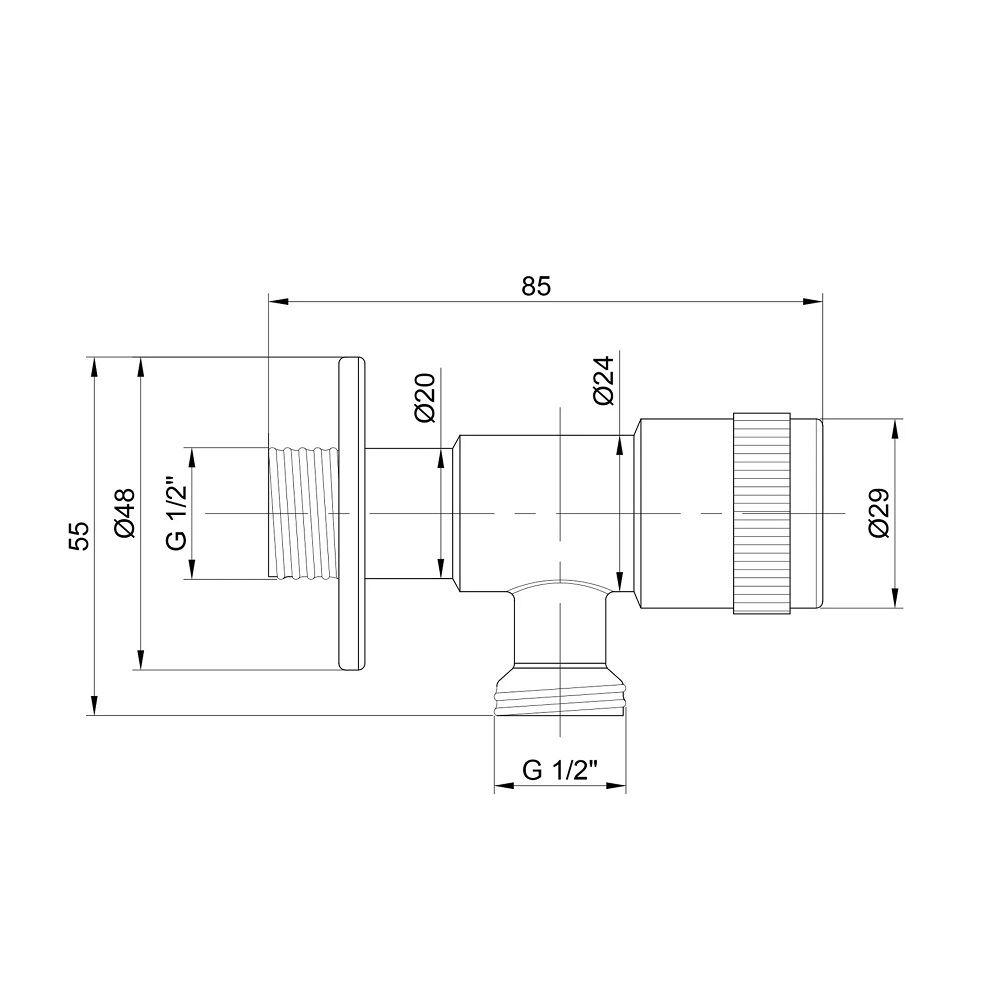 Кран кутовий Stamdart (TAS345W1515SS) 1\2*1\2 Satin Thermo Alliance