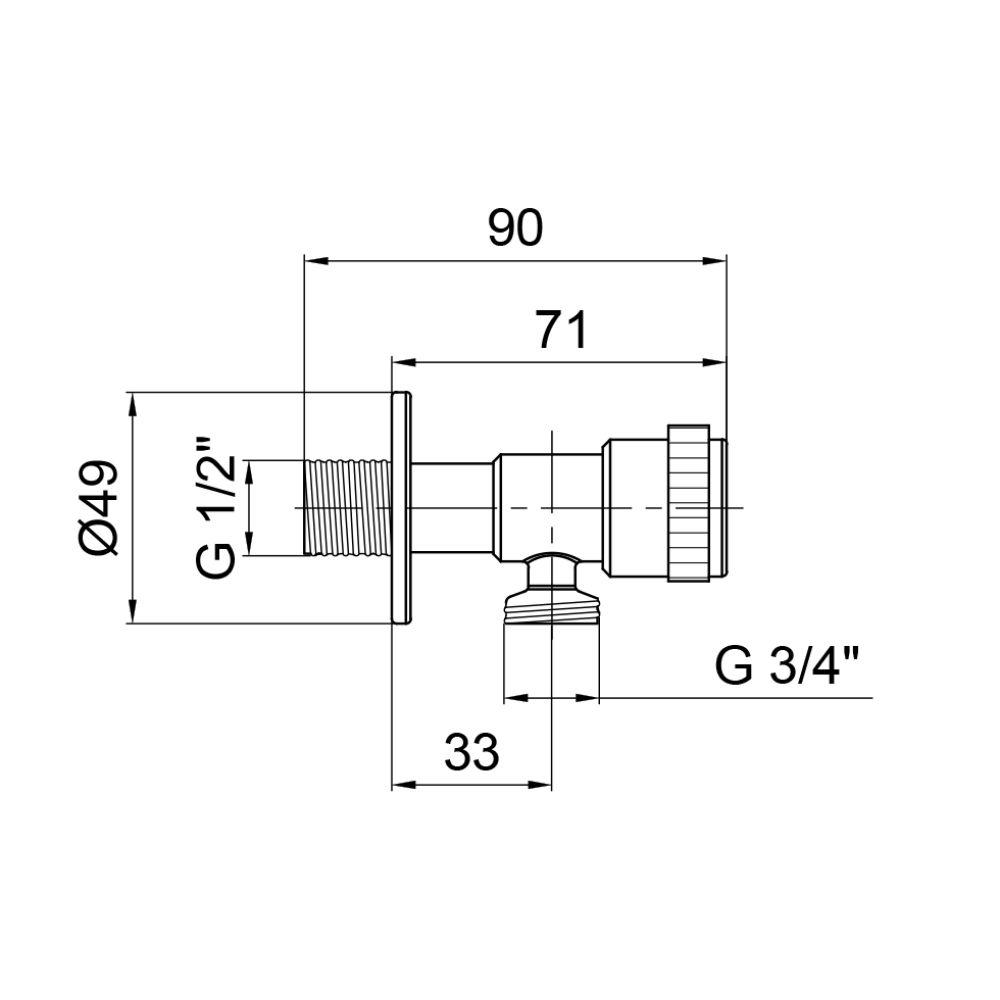 Кран кутовий Stamdart (TAS345W1520SS) 1\2-3\4 Satin Thermo Alliance
