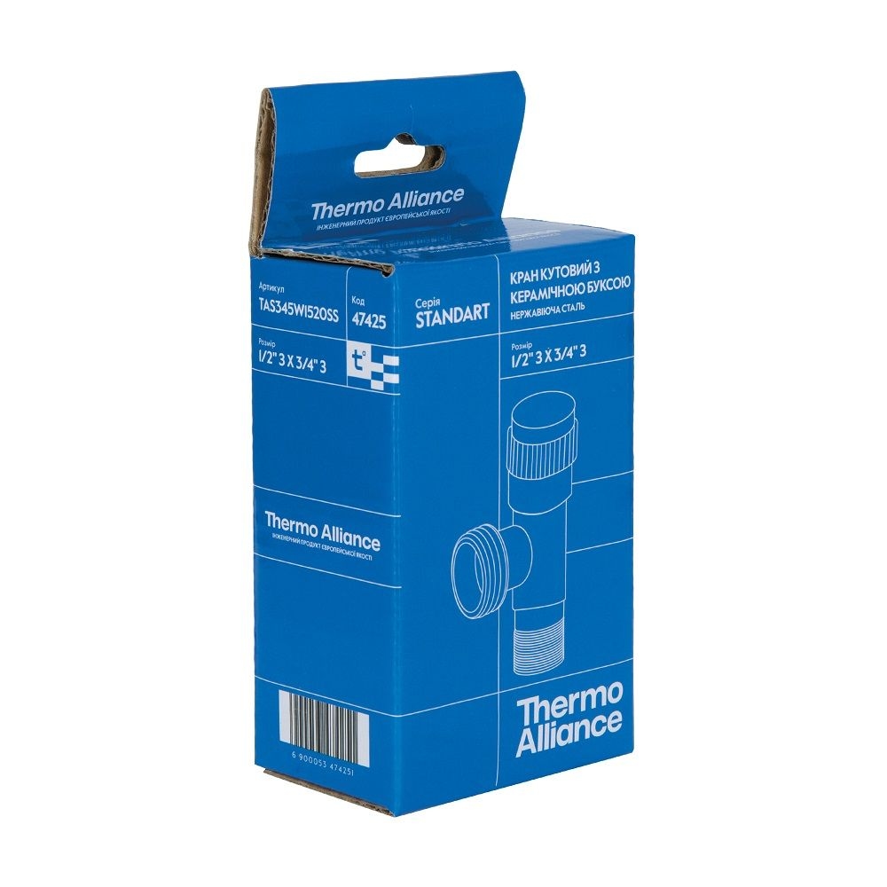 Кран кутовий Stamdart (TAS345W1520SS) 1\2-3\4 Satin Thermo Alliance