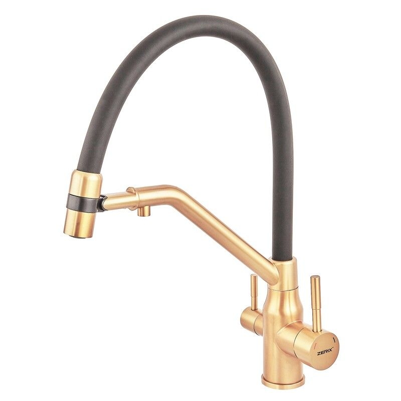 Змішувач для кухні з підкл Осмосу MAG-021 PVD GOLD ZERIX
