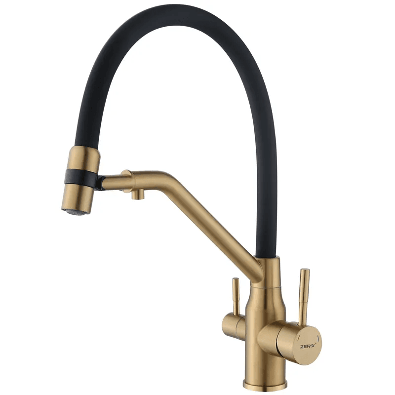 Змішувач для кухні з підкл Осмосу MAG-021 PVD GOLD ZERIX