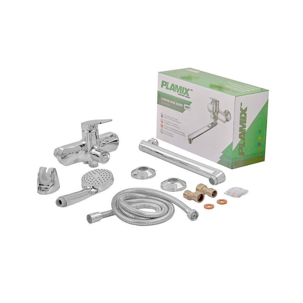 Змішувач для ванни LUCAS-006 SET (з лійкою,шланга,кронштейн) Хром Plamix