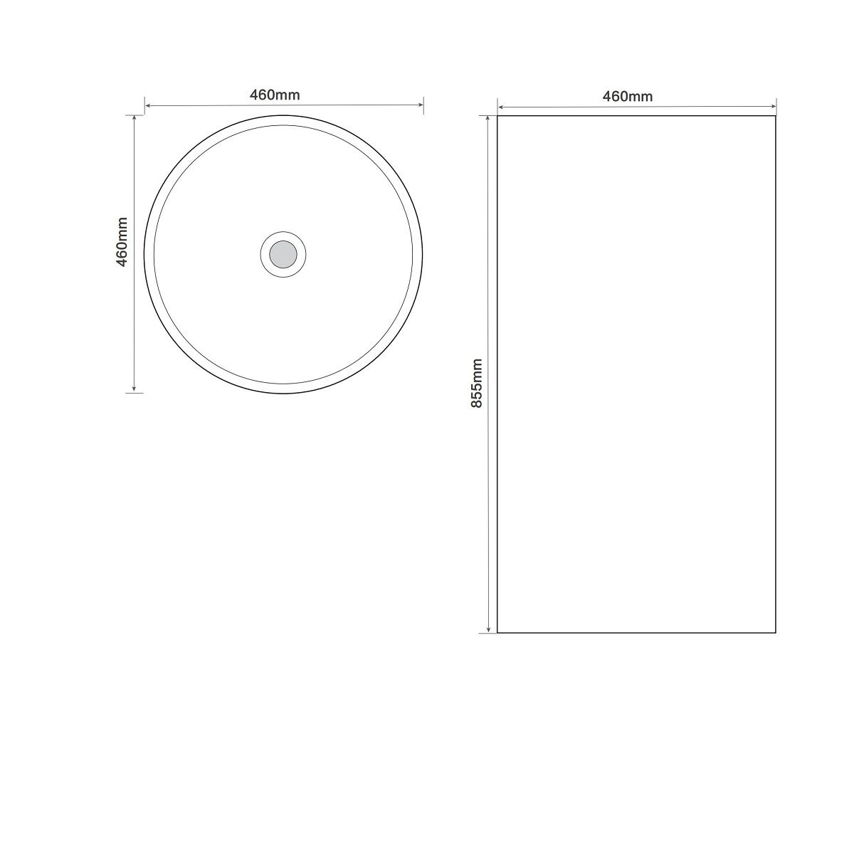 Раковина підлогова PREMIUM ELLIPSE-1101 моноблок (460х460х855мм) MIXXUS