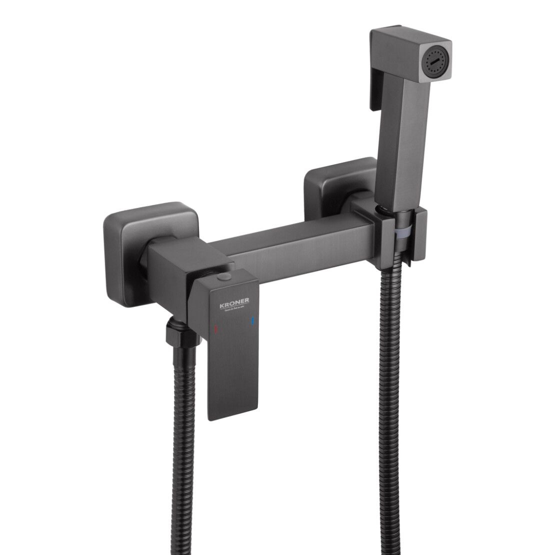 Змішувач з гігієнічним душем KRP Edelstahl Kubus-PVD052 PVD Black KRONER