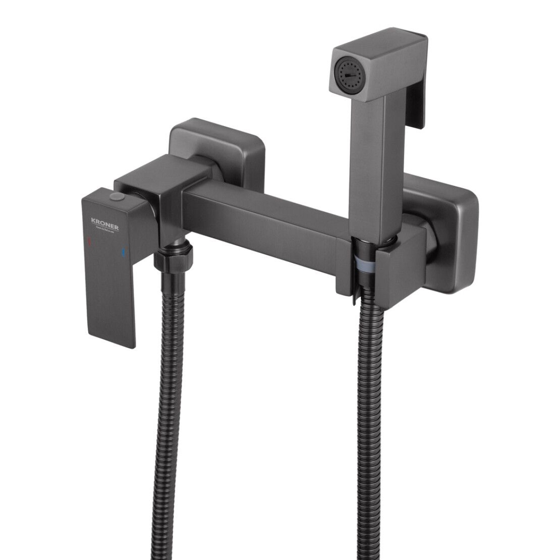 Змішувач з гігієнічним душем KRP Edelstahl Kubus-PVD052 PVD Black KRONER