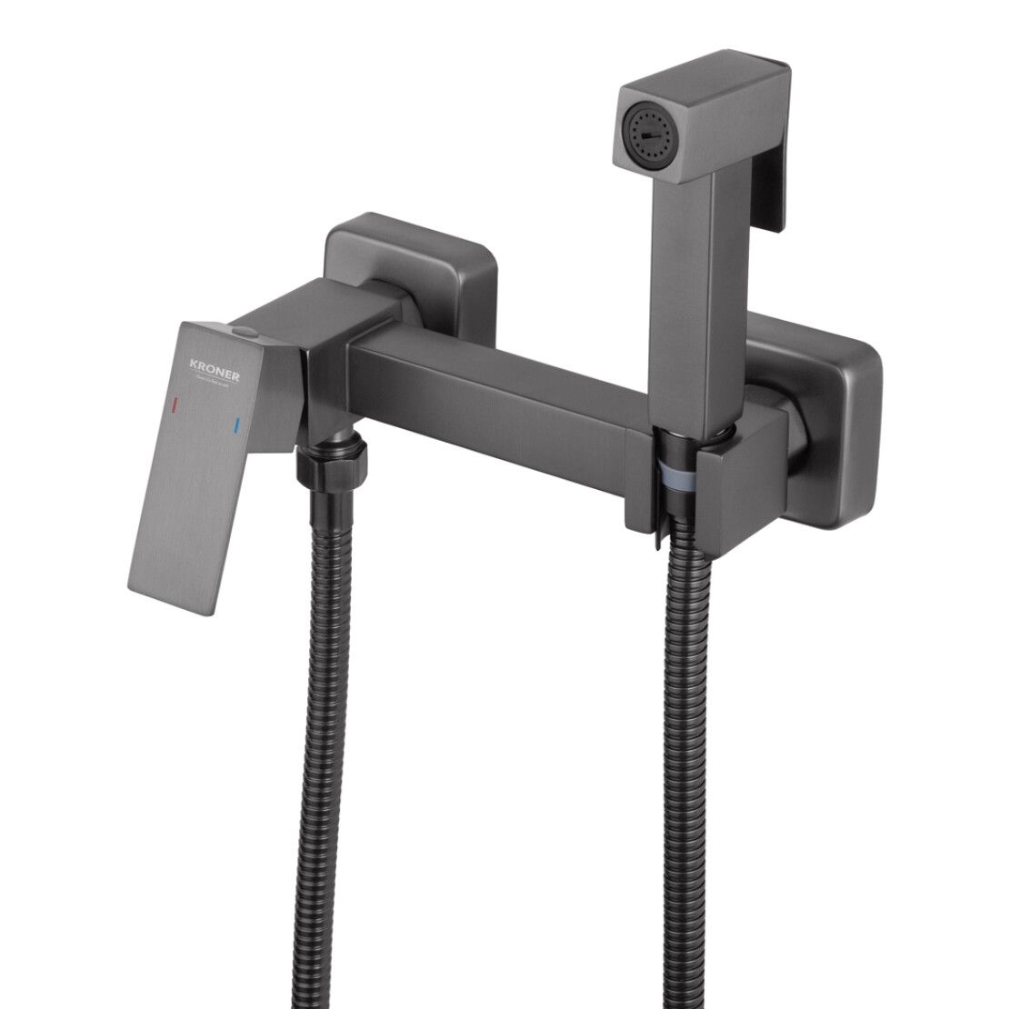 Змішувач з гігієнічним душем KRP Edelstahl Kubus-PVD052 PVD Black KRONER