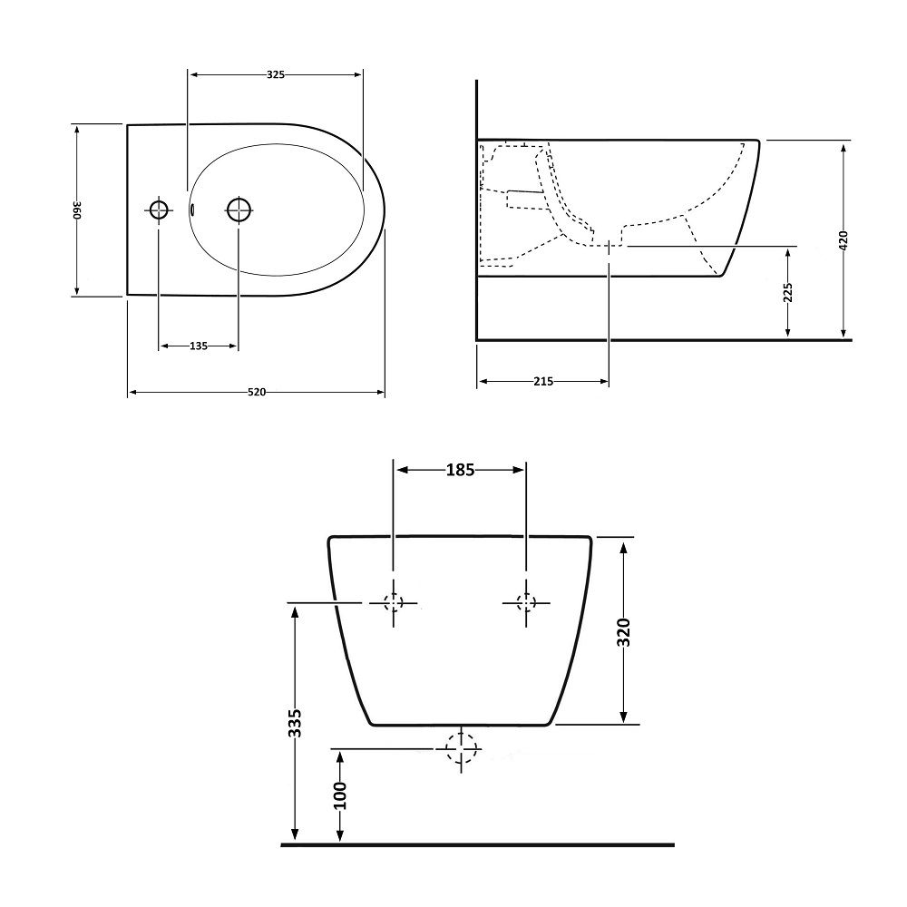 Біде підвісне Jay Rimless (520x360x320) QT07555376W QTAP
