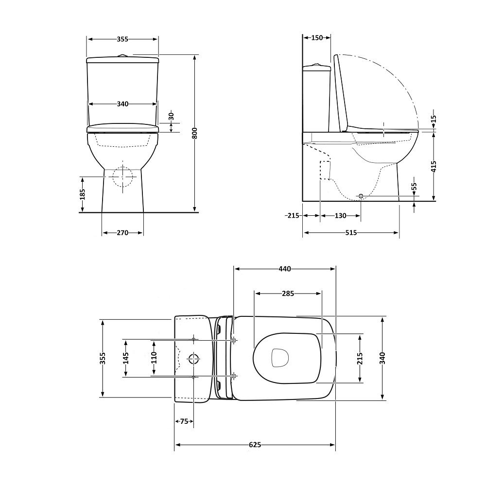 Унітаз підлоговий Nando Rimless (620x345x800мм) QT12221222AW QTAP