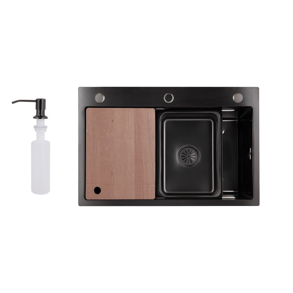 Мийка кухонна Handmade Н6845В (3.0\1.0) PVD Black Decor LIDZ