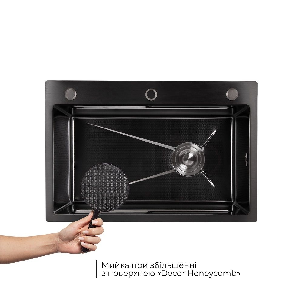 Мийка кухонна Handmade Н6845В (3.0\1.0) PVD Black Decor LIDZ