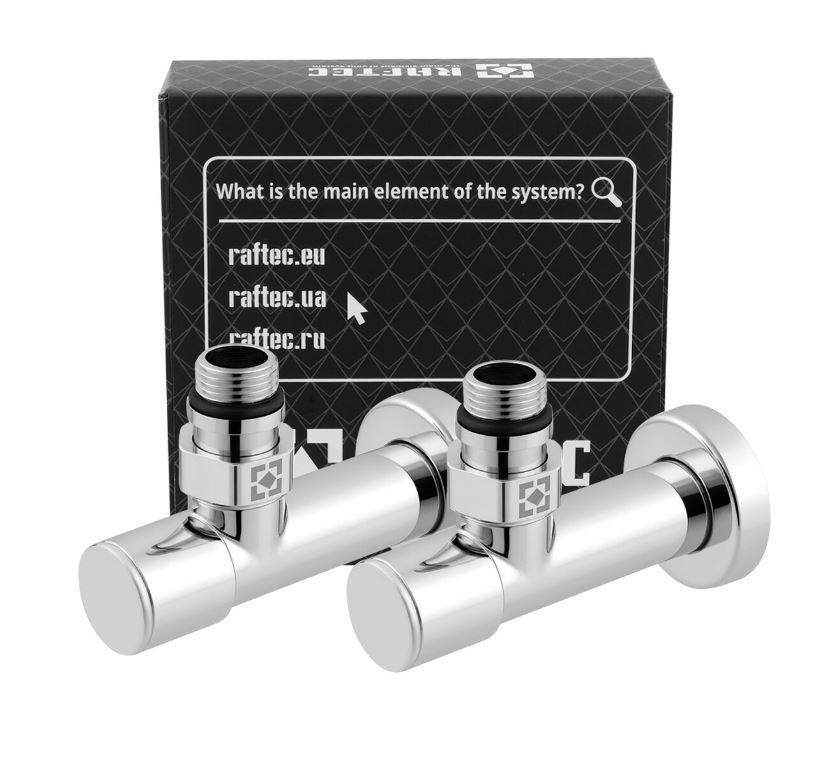 Кран вентильний кутовий PN10 ЗР 1/2"x1/2" RV-4012 Хром RAFTEC