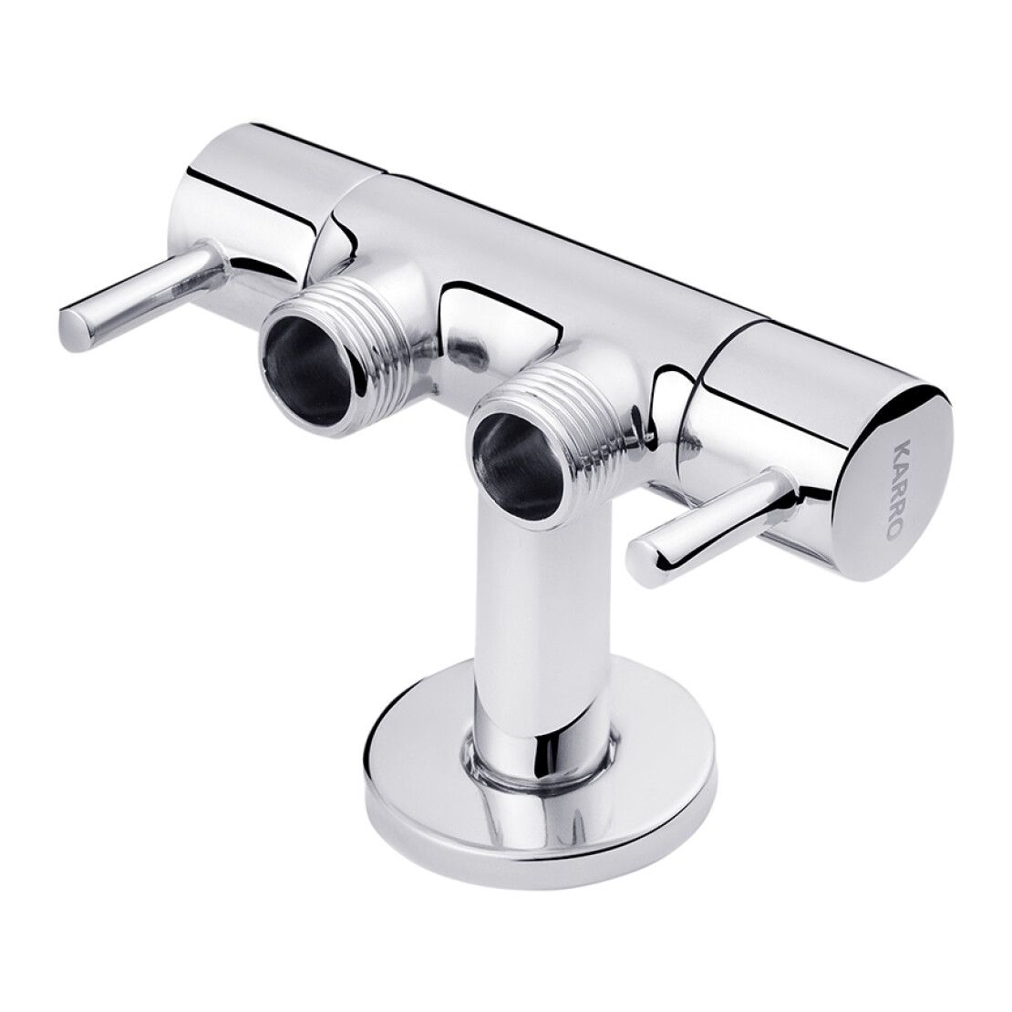 Кран приладовий для підключення 1/2"x1/2"x1/2" ЗЗЗ на 2 виходи,KR-3155 Хром KARRO
