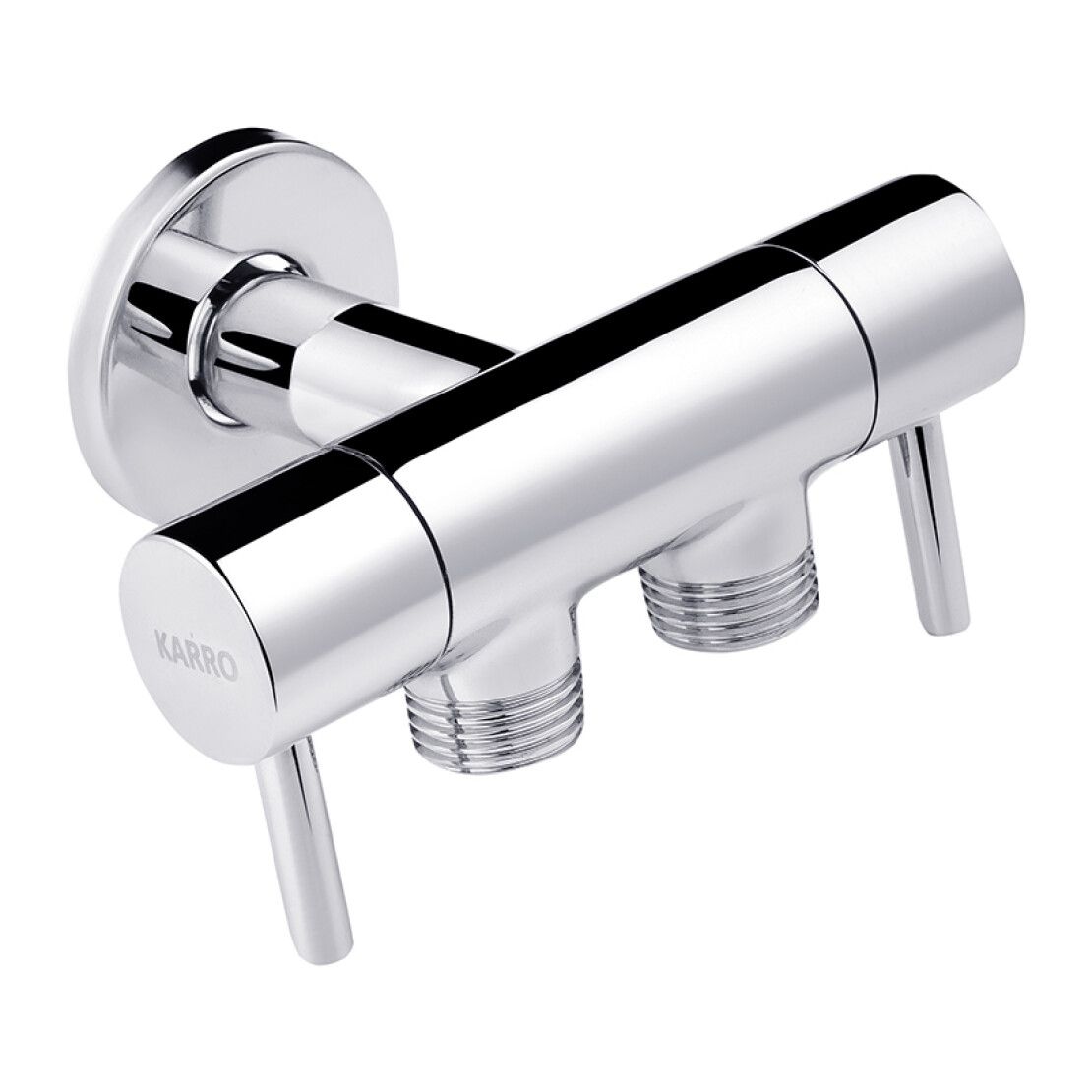 Кран приладовий для підключення 1/2"x1/2"x1/2" ЗЗЗ на 2 виходи,KR-3155 Хром KARRO