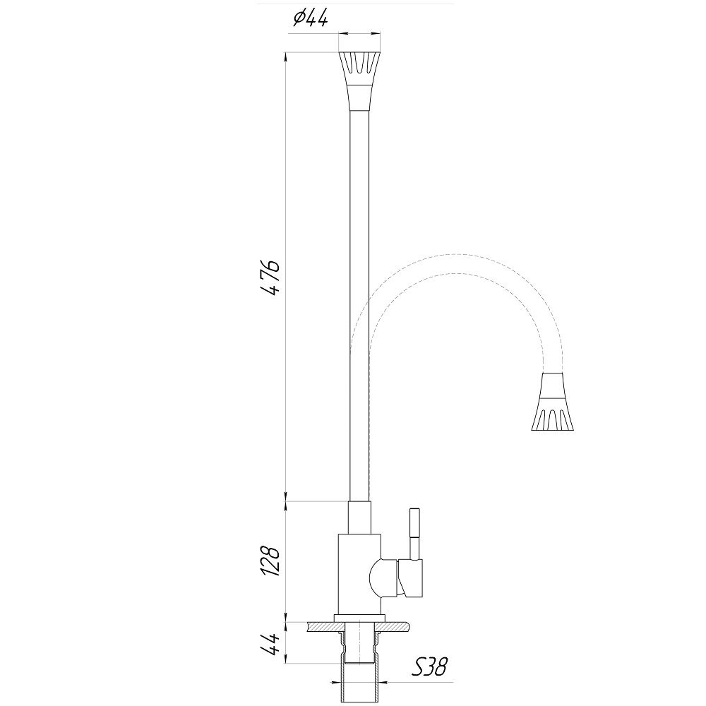 Змішувач для кухні SBT1-203SA-GP-B01 гнучкий PVD Black Globus Lux