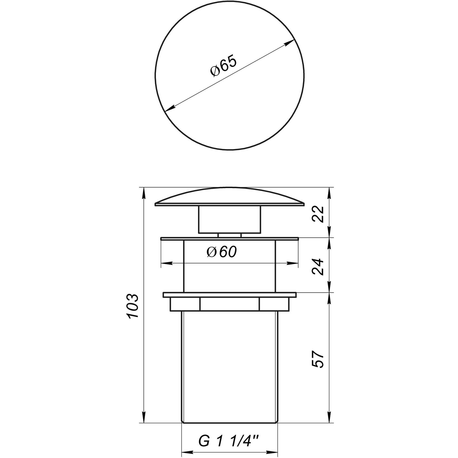 Донний клапан HG15-03А (клик клак) с переливом Хром Globus Lux