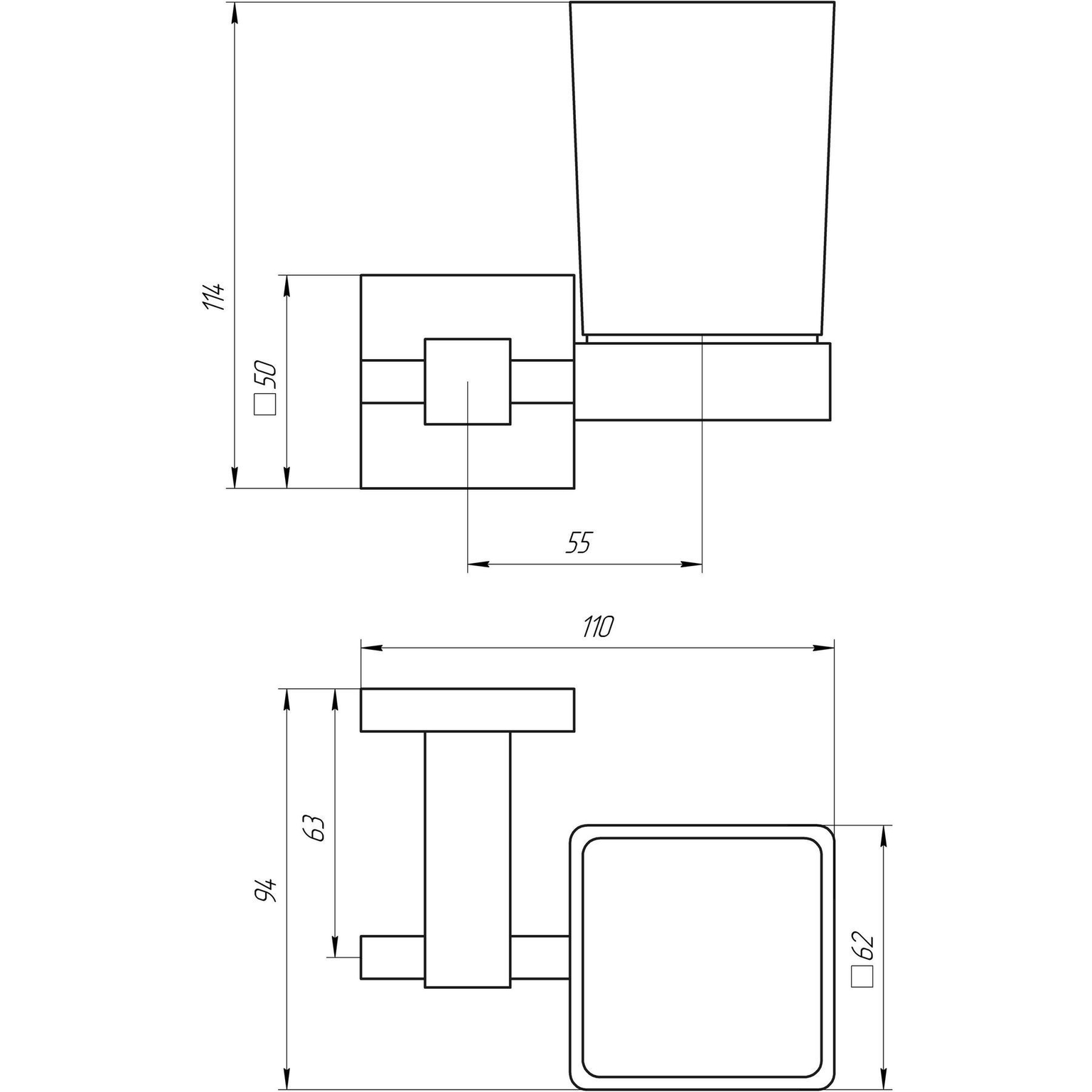 Склянка одинар SQ 9409 квад Satin Globus Lux