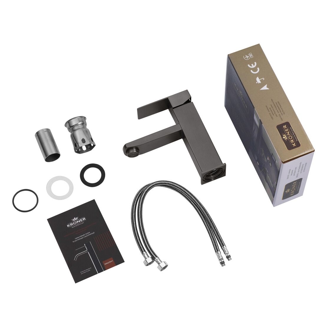 Змішувач для раковини KRP Edelstahl Kubus-PVD010 PVD Black KRONER